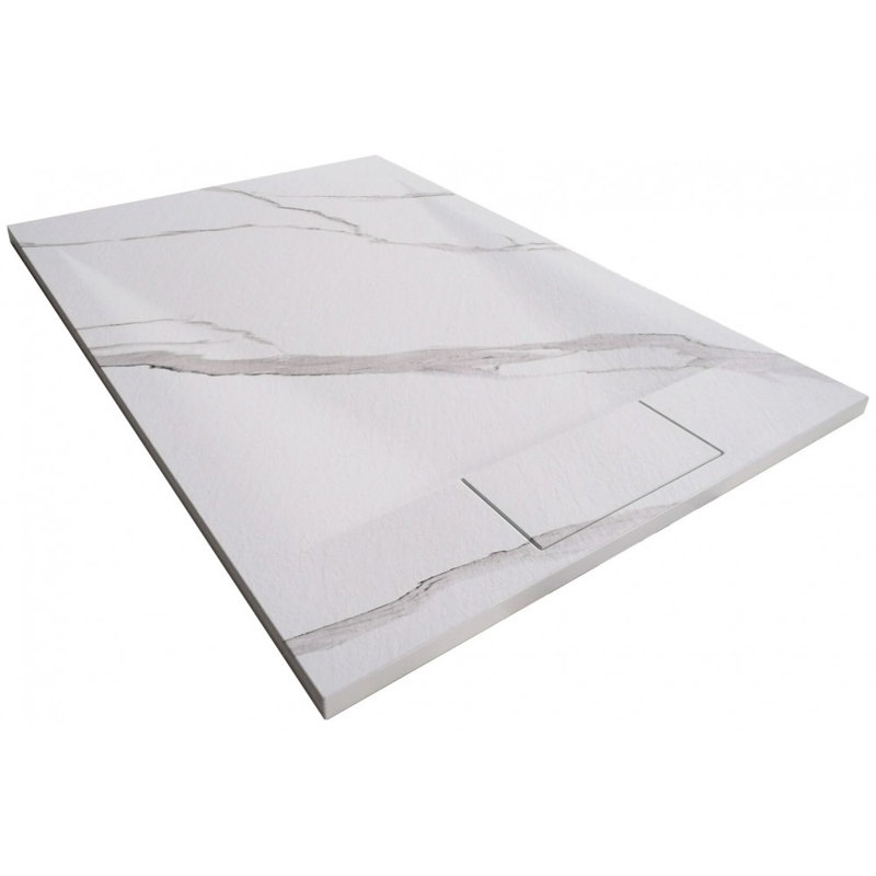 Base de douche en composite renforcé, 60 po x 32 po, Blanc de Carrare mat