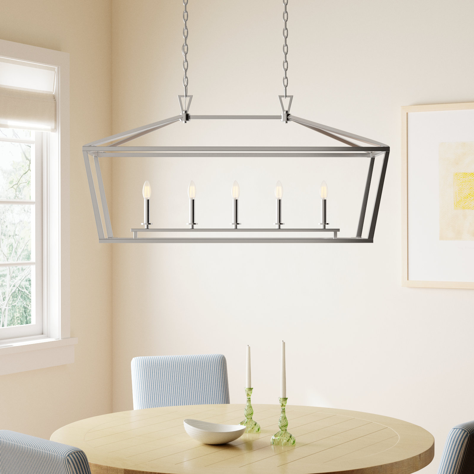 Hastings 5 Light Dimmable Pendant, Warm Brass, 23.5" H x 44" W x 16" D