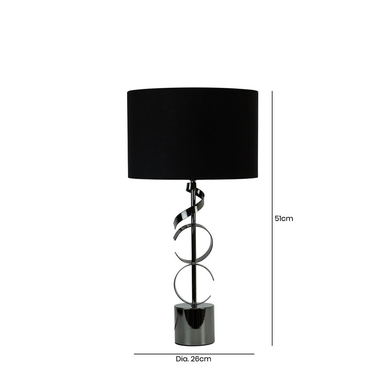 Table Lamp with Metal Base For Bedroom Furniture, Bedside Buffet Lamp with Linen Shade, Black