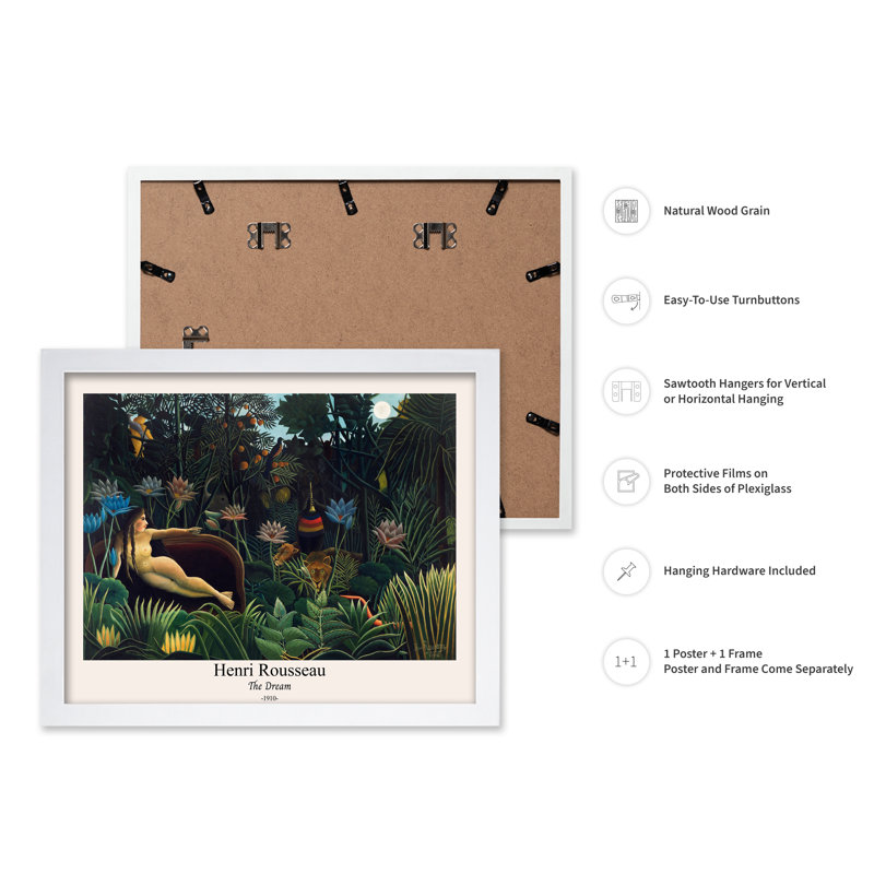 Henri Rousseau - The Dream No1, Affiche, Encadrement blanc, H 16 po x l 20 po