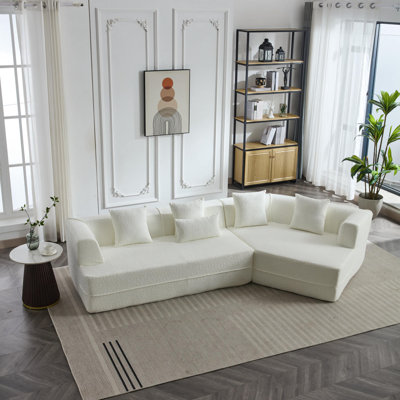 Repose-pieds de canapé modulaire avec coussins modulaires, canapé modulaire de style minimaliste, tissu anti-froissement, siège modulaire spacieux à dossier bas et coin bas, combinaison gratuite de 2 pièces pour les ensembles d'appartements