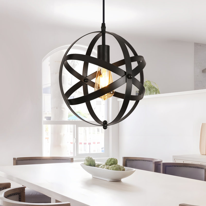Vintage Industrial Pendant Ceiling Light Fitting E27 Globe Chandelier, Black