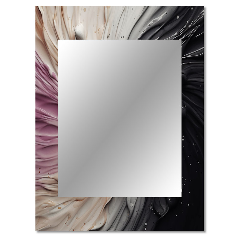 Delicate Brushstrokes Abstract Painting II - Abstract Painting Decorative Mirror, Modern Wall Mirror, Printed Metal Art