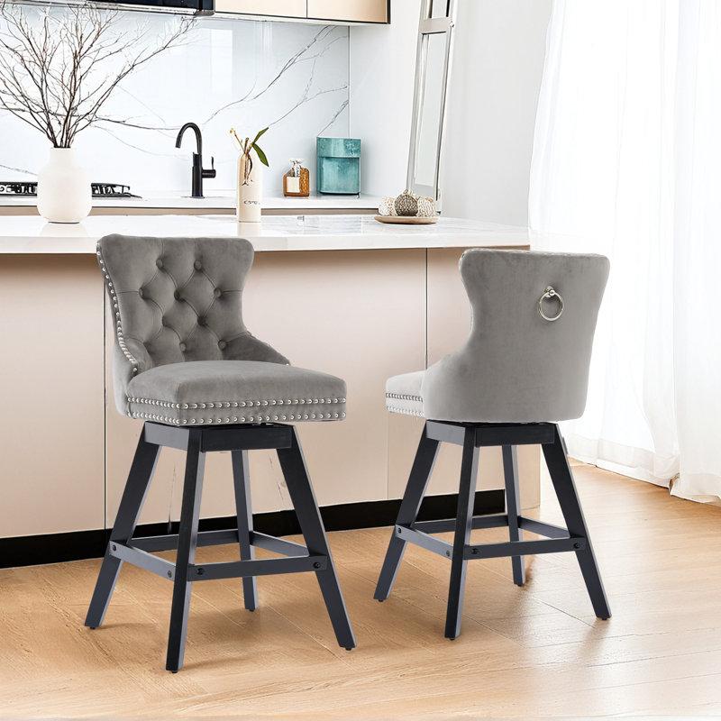 Tabouret de comptoir pivotant rembourré (ensemble de 2), Gris