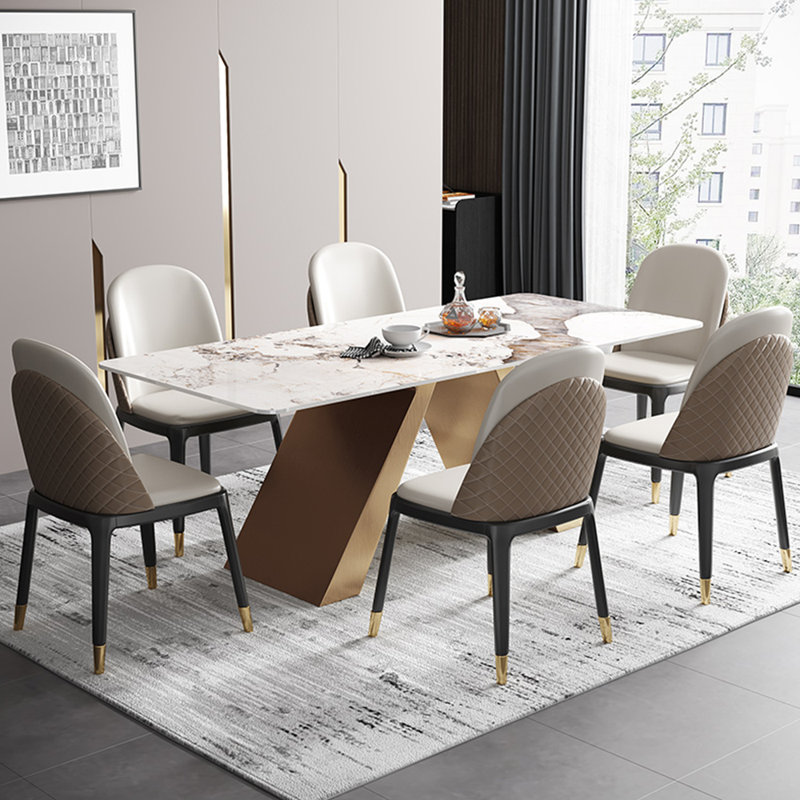 Nordic style luxury rectangular dining table sets, 29.5"H x 55.1"L x 31.5"W