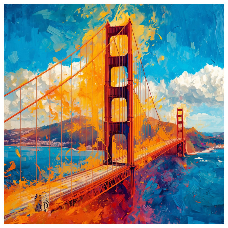 Couvertures de peinture Golden Gate Bridge, 50in W x 60in H