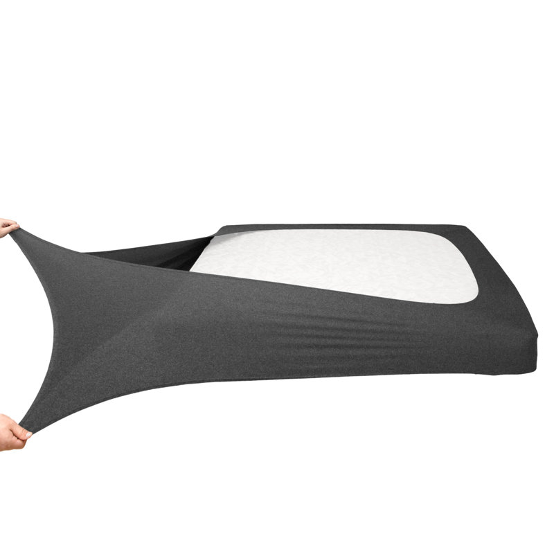 Jersey Knit Stretchy Wrap Around Box Spring Cover, Heather Gray, Twin