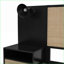 Grand lit plateforme en bois massif avec 2 tables de chevet Lampes intégrées, décorations en rotin, noir pour la chambre principale