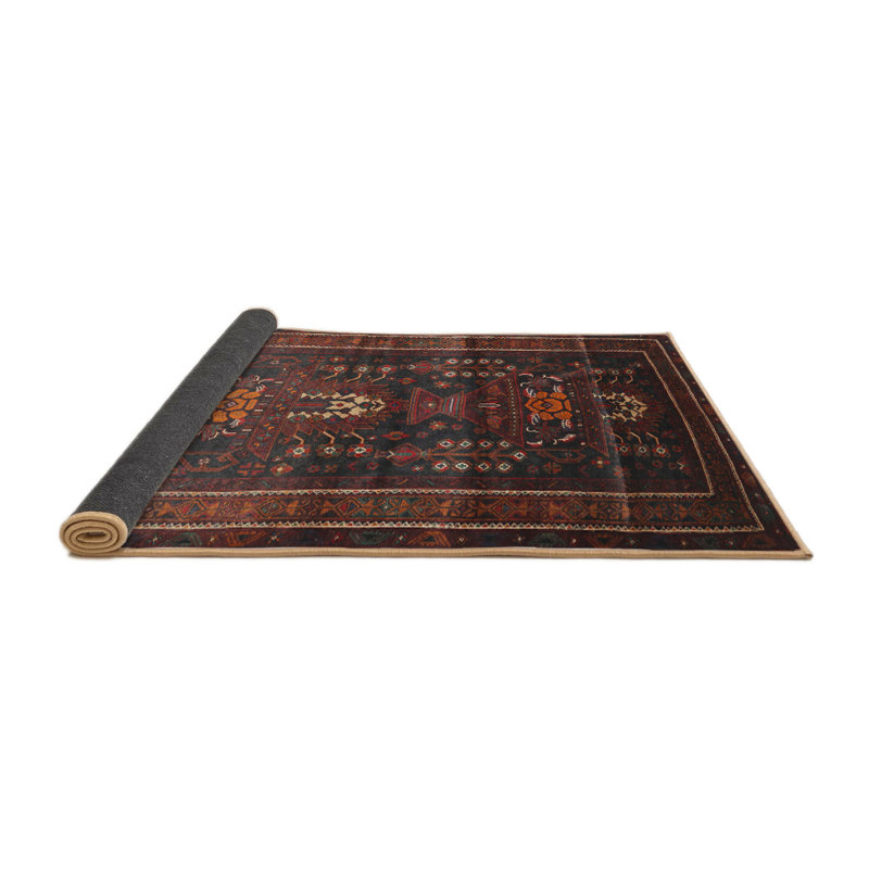 Tapis oriental orange / bleu, Rond 4 pi