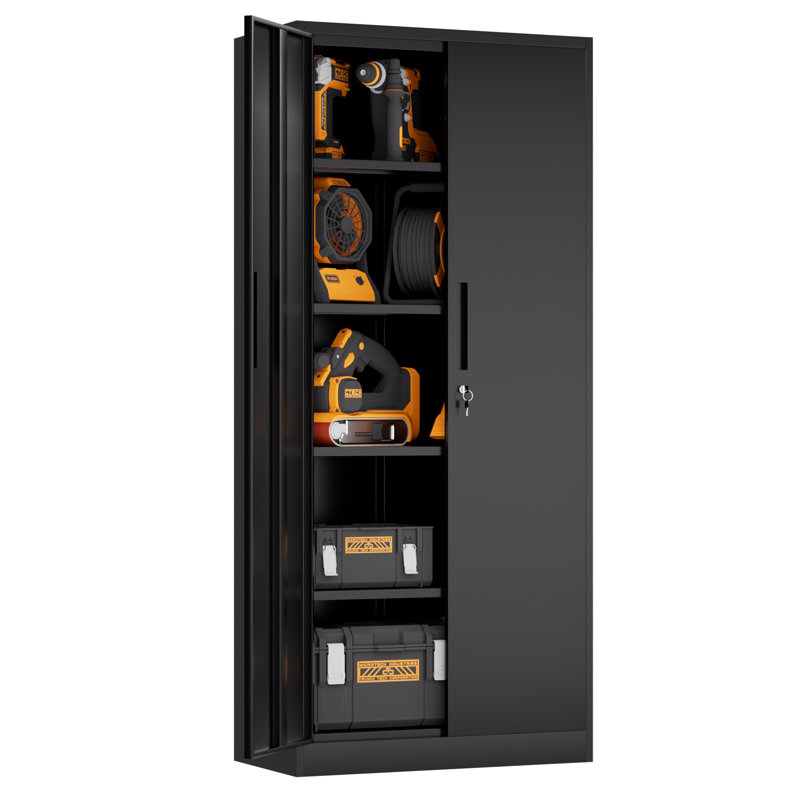 71"H Metal Garage Storage Cabinet Tool Steel Locking Cabinet with Doors and 4 Shelves, Tall Cabinets for Garage Storage Systems Lockable File Cabinet for Home Office, Classroom/Pantry