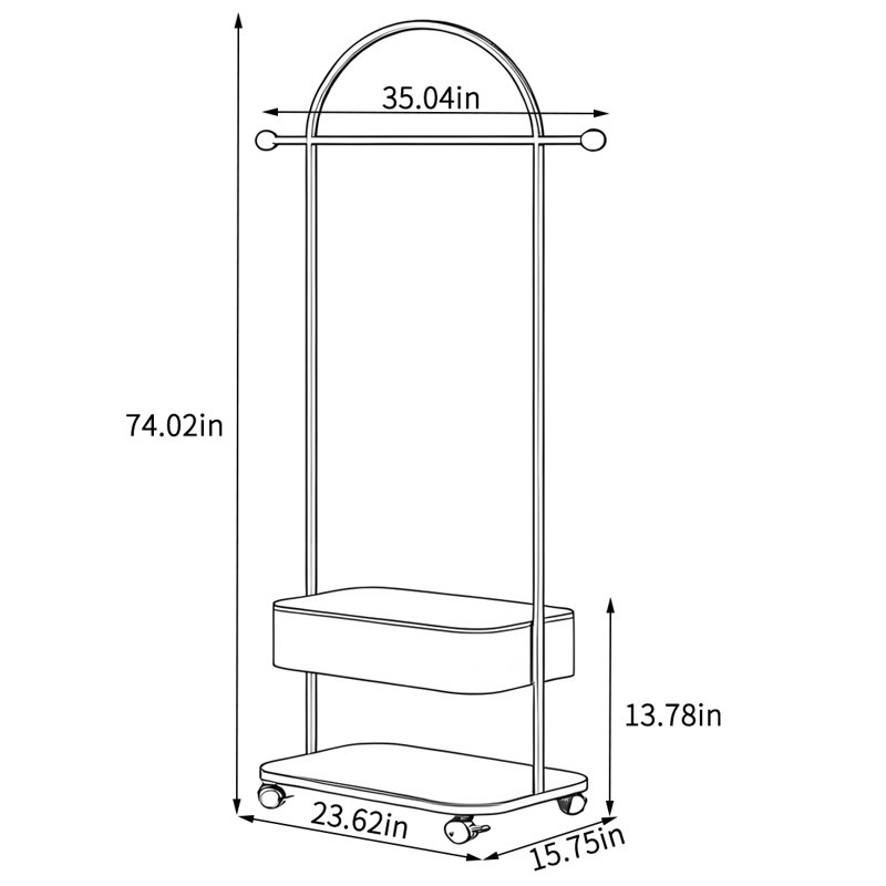 360° Wheeled Stainless Steel Coat Rack, Dull Red
