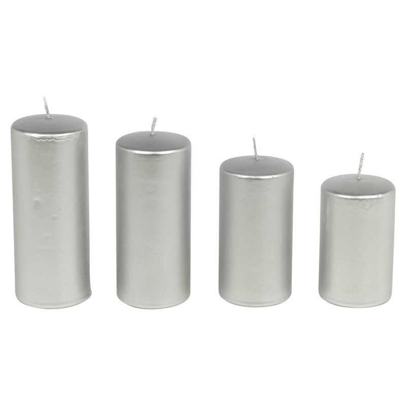 Antoin Unscented Flameless Pillar Candle with Wax Holder, Silver