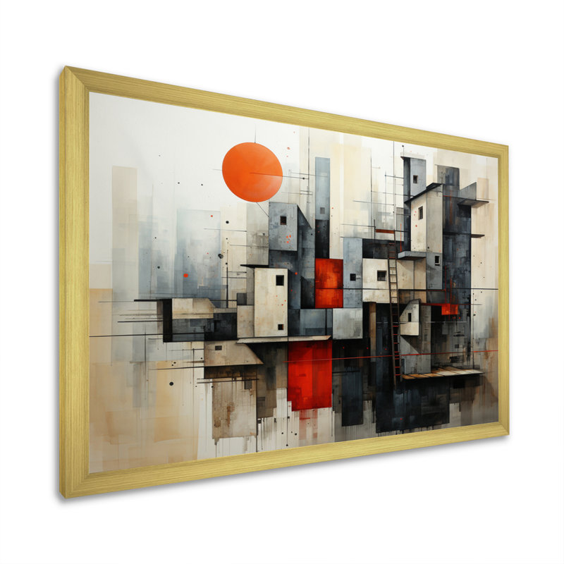 Abstract Architectures II - reproduction, H 30 po x l 40 po x P 1,5 po, Cadre doré simple
