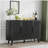 Sideboard Buffet Cabinet with 2 Sliding Tambour Doors and 3 Drawers, Storage Cabinet with Adjustable Shelves for Living Room, Black-2117449990
