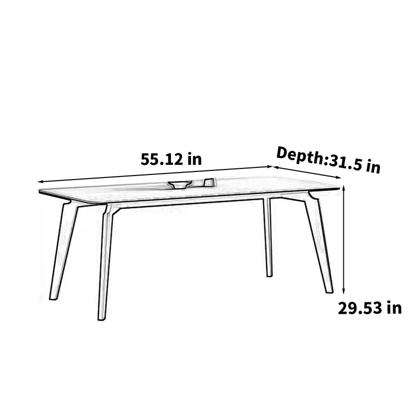 Italian light luxury solid wood rock table, 29.53"H x 55.12"L x 35.43"W