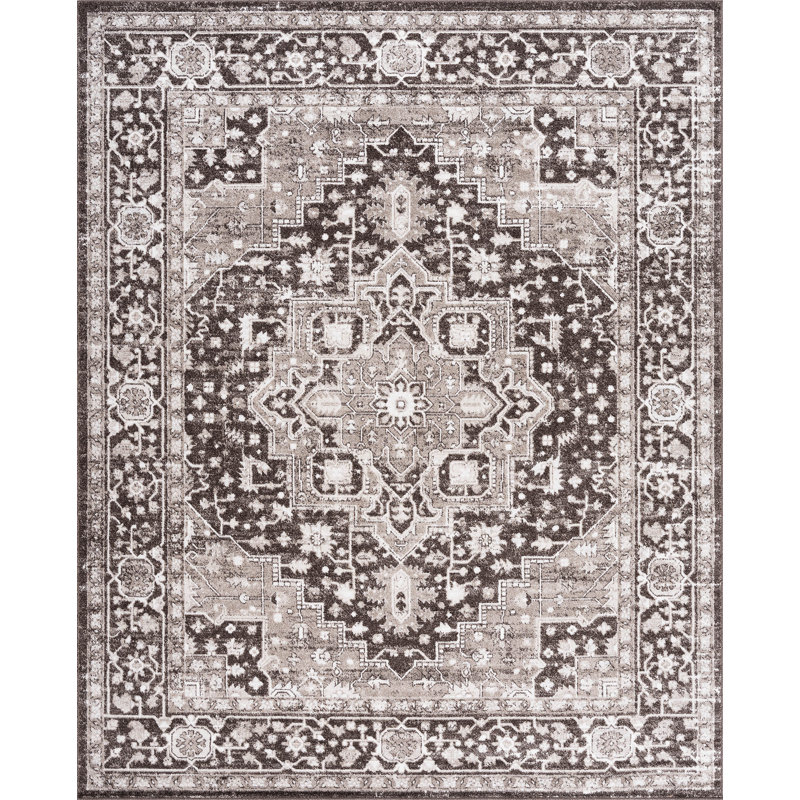 Saxton Oriental Indoor Polypropylene & Polyester Area Rug, Brown, Rectangle 5'3'' x 7'3''