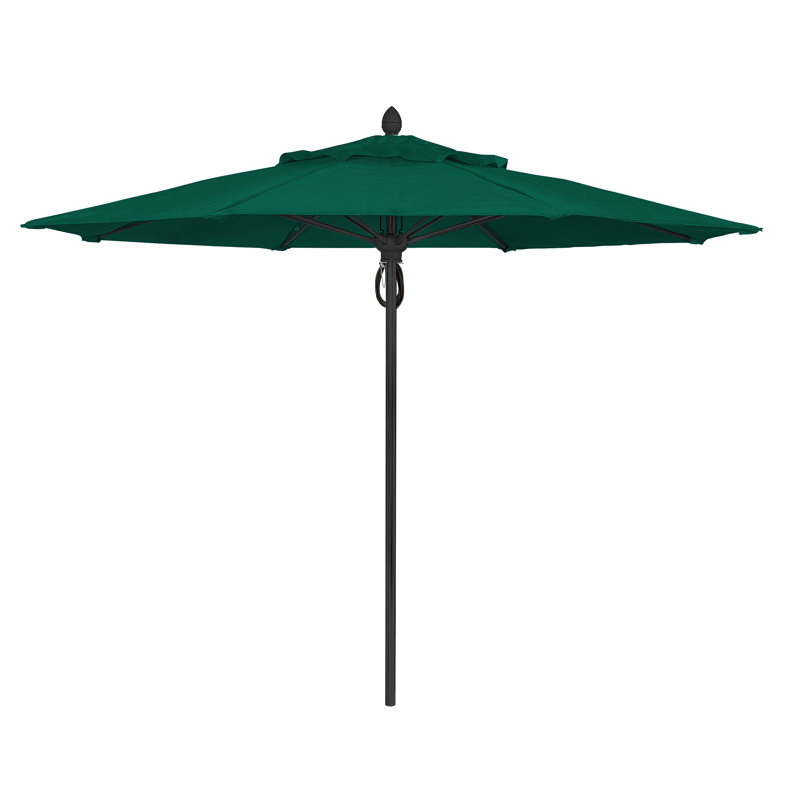 Parasol de marché 11 'Prestige, Blanc, Velours vert forêt