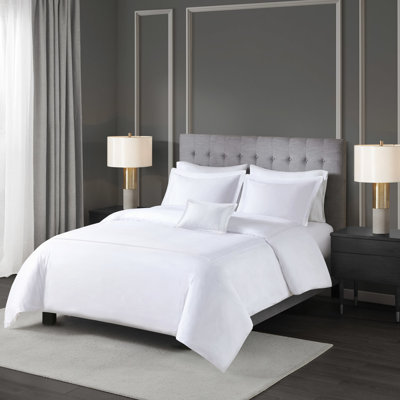 500 Thread Count Cotton Comforter Full/queen Size, Elegant Embroidered, , Removable Duvet Cover With Zipper & White Color 500tc , Embroidered Striped Comforter, Inner Corner Ties