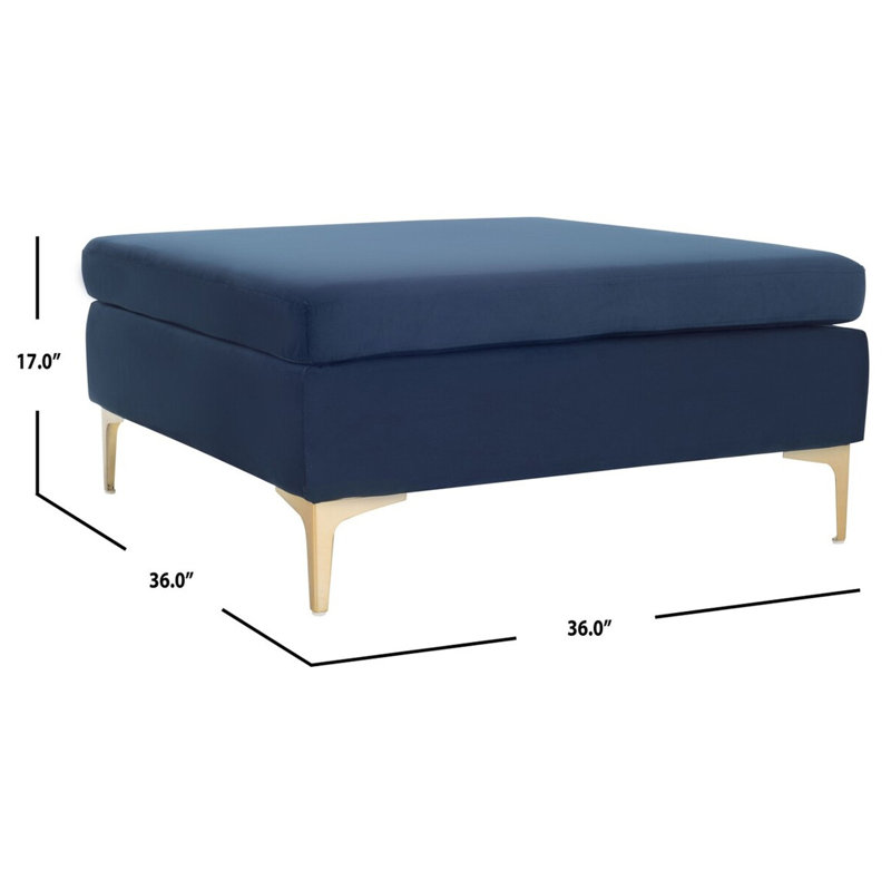Velvet Ottoman, Navy Blue Velvet