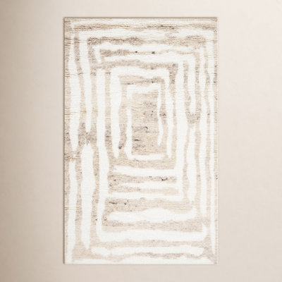Kass Ivory Beige Hand-Woven Flatweave Wool Rug