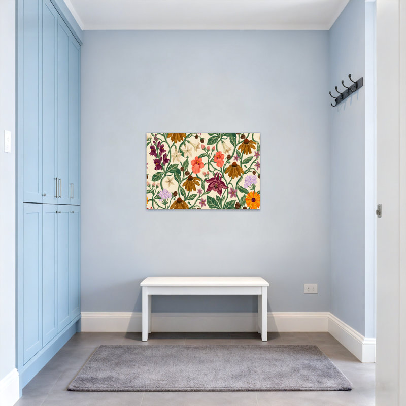 Motif floral de plantes et de fleurs aux couleurs vives et aux feuilles vertes