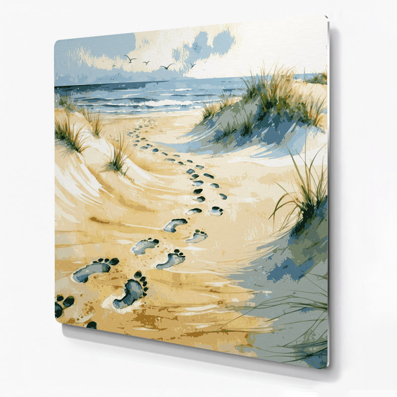 Art mural en métal Coastal Sandy, H 16 po x l 16 po