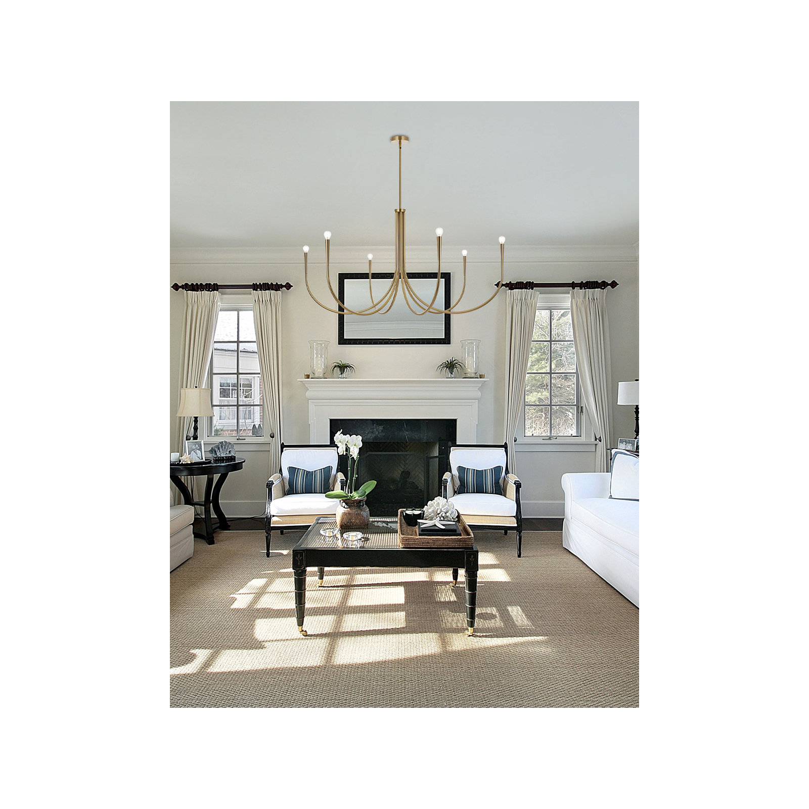 Catalena 6 - Light Dimmable Classic/Traditional Chandelier, Gold, 28" H x 55" W x 55" D