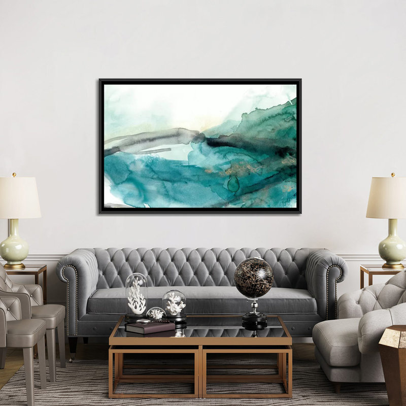 « v », reproduction d’art sur toile tendue Hydro, H 40 po x l 60 po x P 1,5 po, Toile avec cadre noir, Pas de tapis