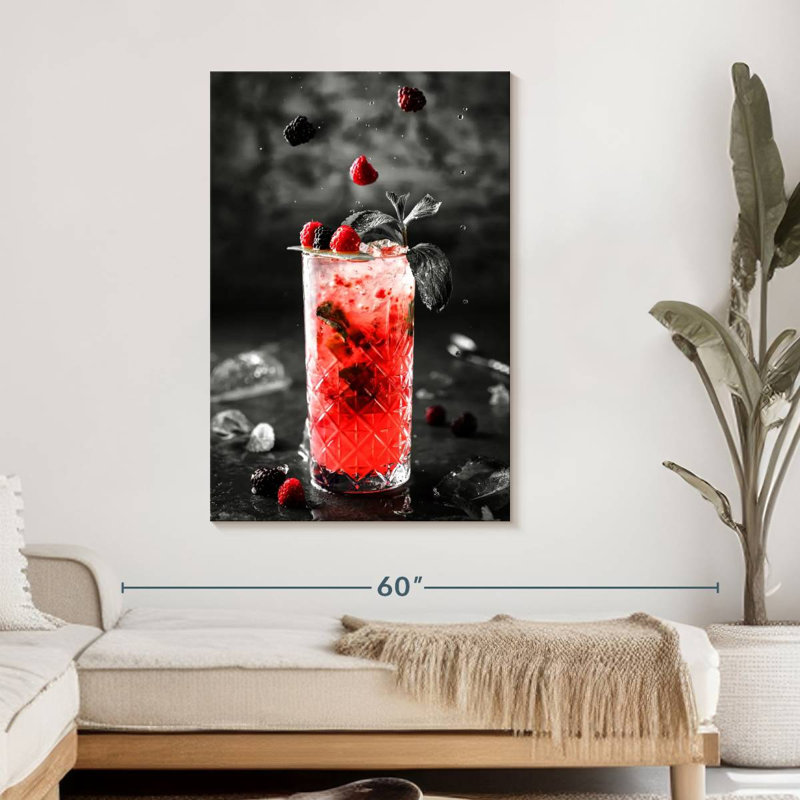 " Pop Berry Cocktail " Print, 45" H x 30" W x 1.25" D
