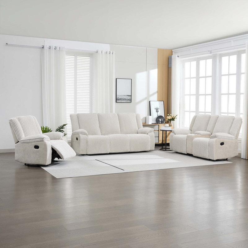 6 Seater Reclining Sofa, Beige