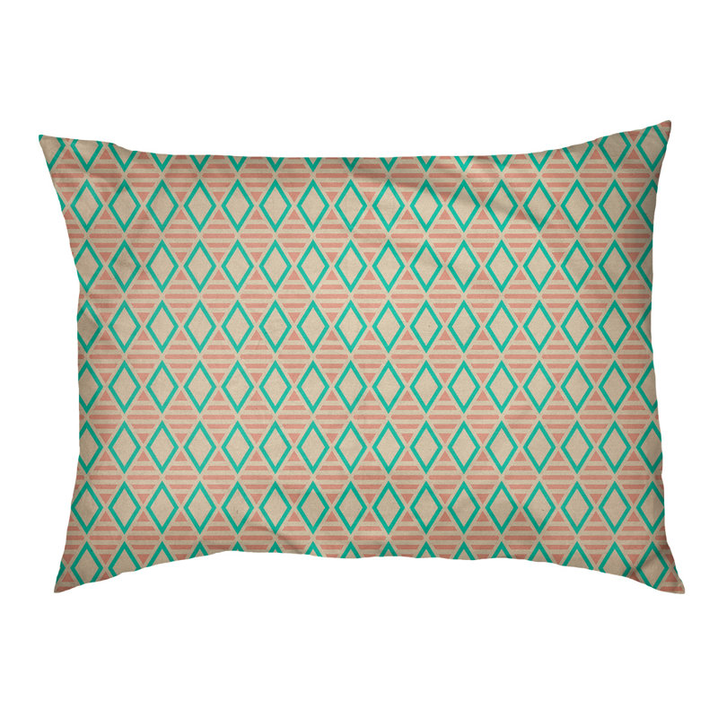 Byrge Geometric Fleece Pet Bed, 29.5" L x 19.5" W, Teal/Orange