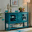 Buffet de rangement en bois Brilea avec 2 portes en verre et tablettes réglables