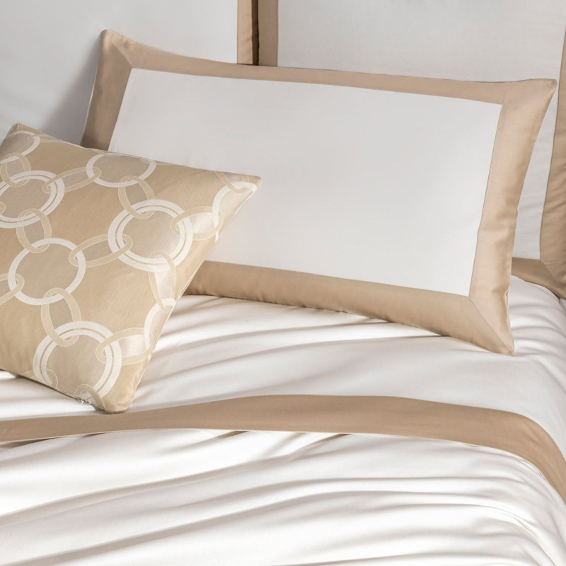 Bold Sateen Duvet Cover, Milk/Savage Beige, King Duvet Cover