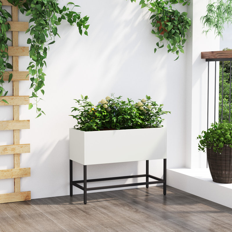 Elevated Planter, 45cm H x 60cm W x 26cm D, White