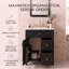 Ensemble de meuble-lavabo autoportant simple avec 2 tiroirs et deux supports de rangement sur la porte-2060197760
