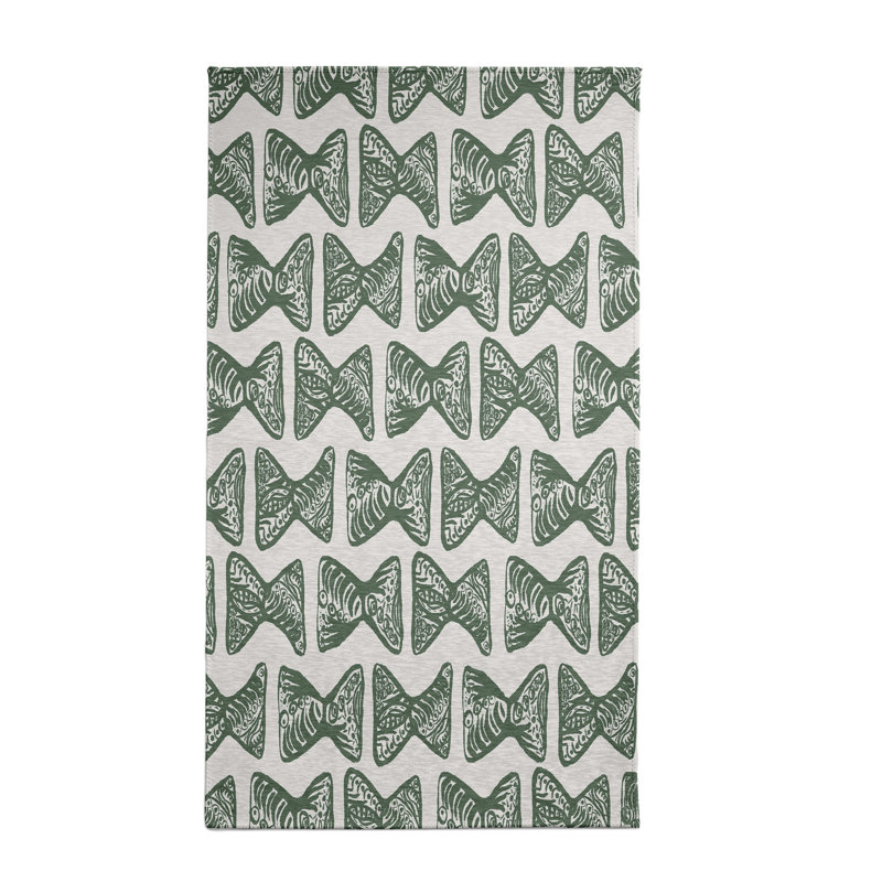 Tapis à motif géométrique vert, Rectangle 3 pi x 5 pi