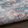 Medallion Machine Washable Polyester Area Rug in Light Blue/Orange/Gray
