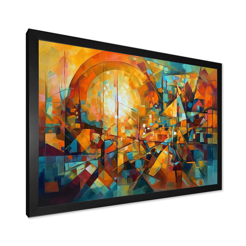 Ruthe abstrait de la forme cubiste I, Cadre simple noir, H 12 po x l 20 po x P 1 po
