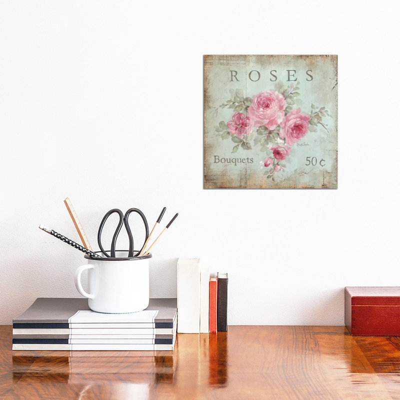 Rose Bouquets (50 Cents) by Debi Coules - Print on Canvas, No Frame, 30.48 cm H x 30.48 cm W