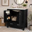 Meuble-lavabo noir de 76 cm (30 pouces) avec lavabo simple, meuble combiné, lavabo encastré et rangement multifonctionnel