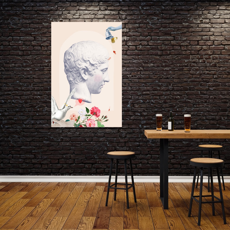 Dreamy Classical Bust Contemporary Dreamy Romantic Butterfly Rose Architecture Flower Wall Art Print by Talitha McQueen - Print