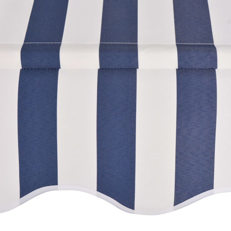 Dakota Fields 1cm W x 1.2cm D Fabric Blue/White Cover Retractable Patio Awning, Blue and white
