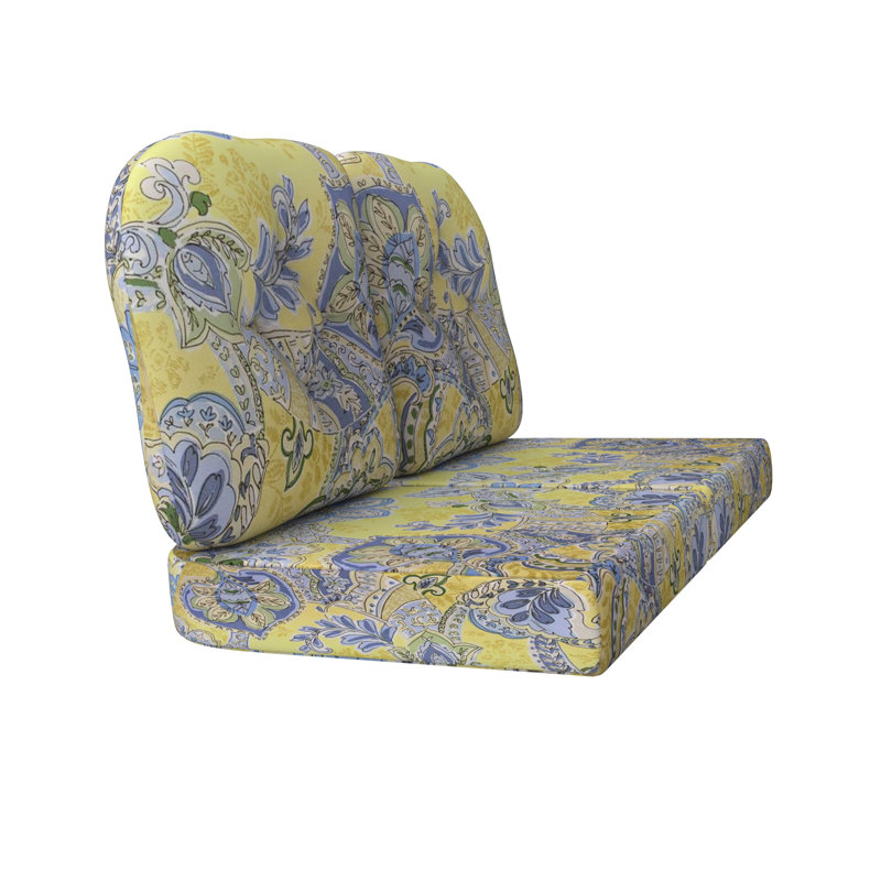 Coussin de causeuse de patio intérieur / extérieur, Blanc; bleu; jaune