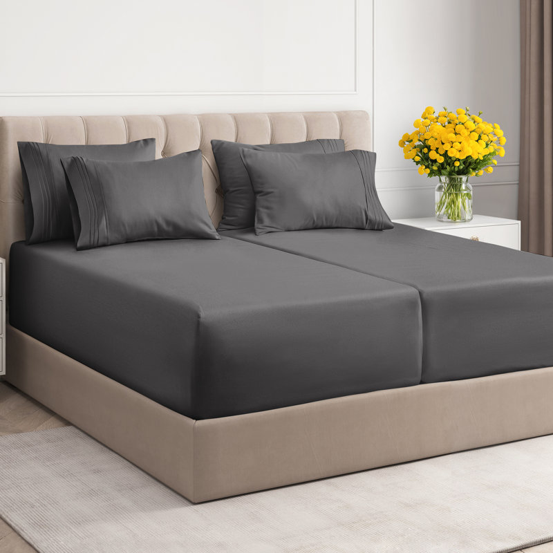 6 Piece Extra Deep Pocket Sheet Set, Cooling & Breathable Bed Sheets, Soft Hotel Luxury Bedding, Fits 18–24 Inch Mattress