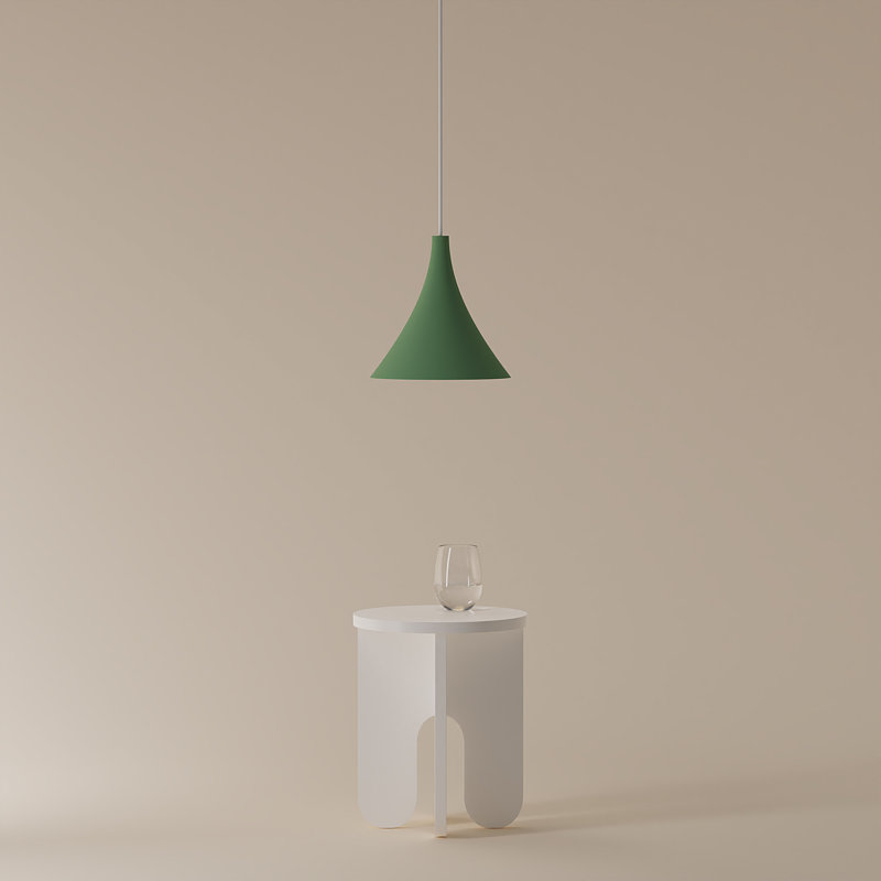 Gota Pendant Light, Sage, White, 14" H x 9.84" W x 9.84" D