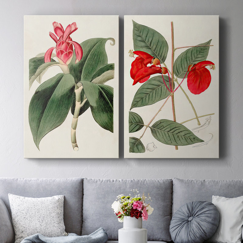 FloraOf TheTropicsI - Toile tendue avec châssis de qualité supérieure - Prêt à être accroché
