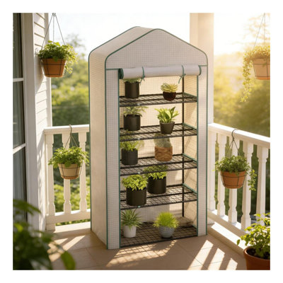 Mini serre portative avec 5 tablettes mobiles, tente de culture d'intérieur en polyéthylène et en acier pour l'intérieur