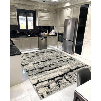 Modern Shaggy Rug Abstract Geometric Rug Indoor For Living Room Bedroom Design 1527 (5X8 (5'2"X7'5"),Grey)