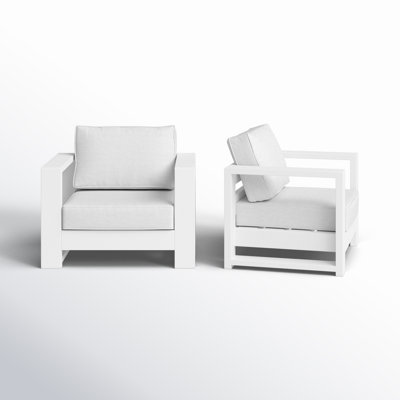 Hoyt 37.40” Outdoor Aluminum Armchair Set (Set of 2)