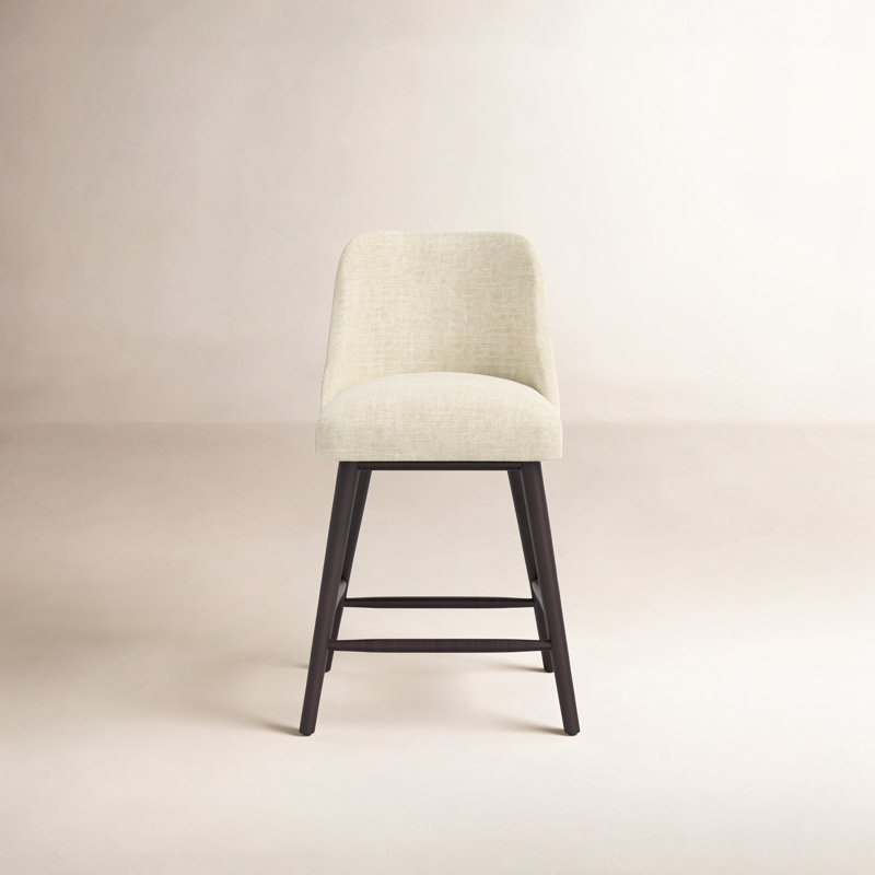 Gallie Upholstered Counter Stool with Solid Wood Frame, Counter Stool (27” Seat Height), Milsap Canvas Sustain® Tweed